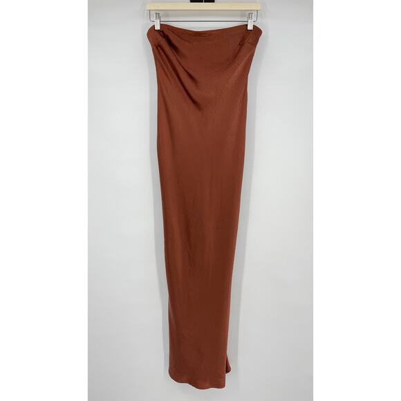 MORE TO COME | NWT Emma Strapless Maxi Dress in Chocolate Satin Tube Dress M - Picture 2 of 16